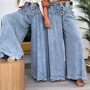 Oli & Hali Pin Tucked Tencel Wide Leg Pants New